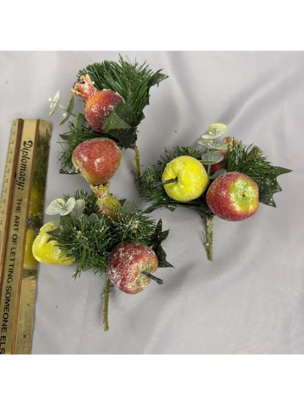 Lot Vintage Christmas Holiday Plastic Floral Wreath Picks Sugar Bead Fruit Berry